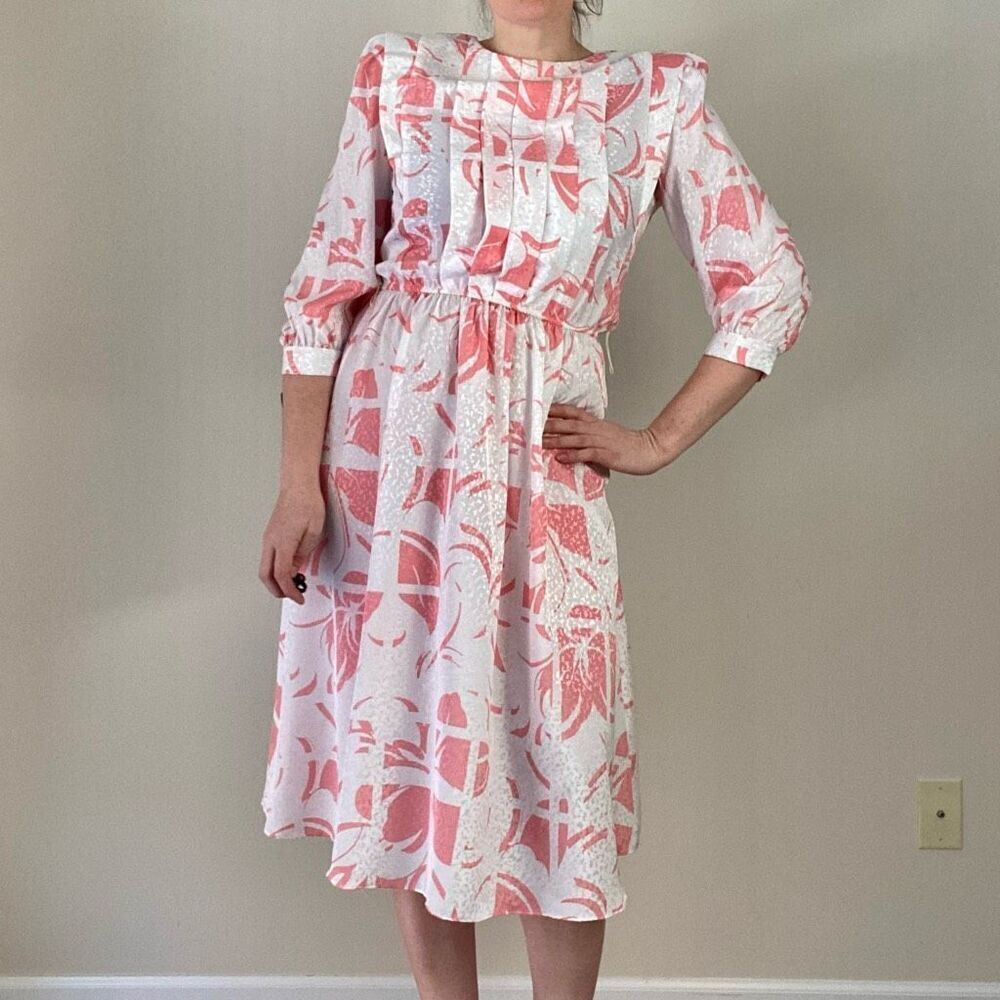 Vintage 80s Pink Secretary Dress w/ Belt | Golden Girls Costume, NWT Deadstock